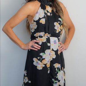 Long black flower dress